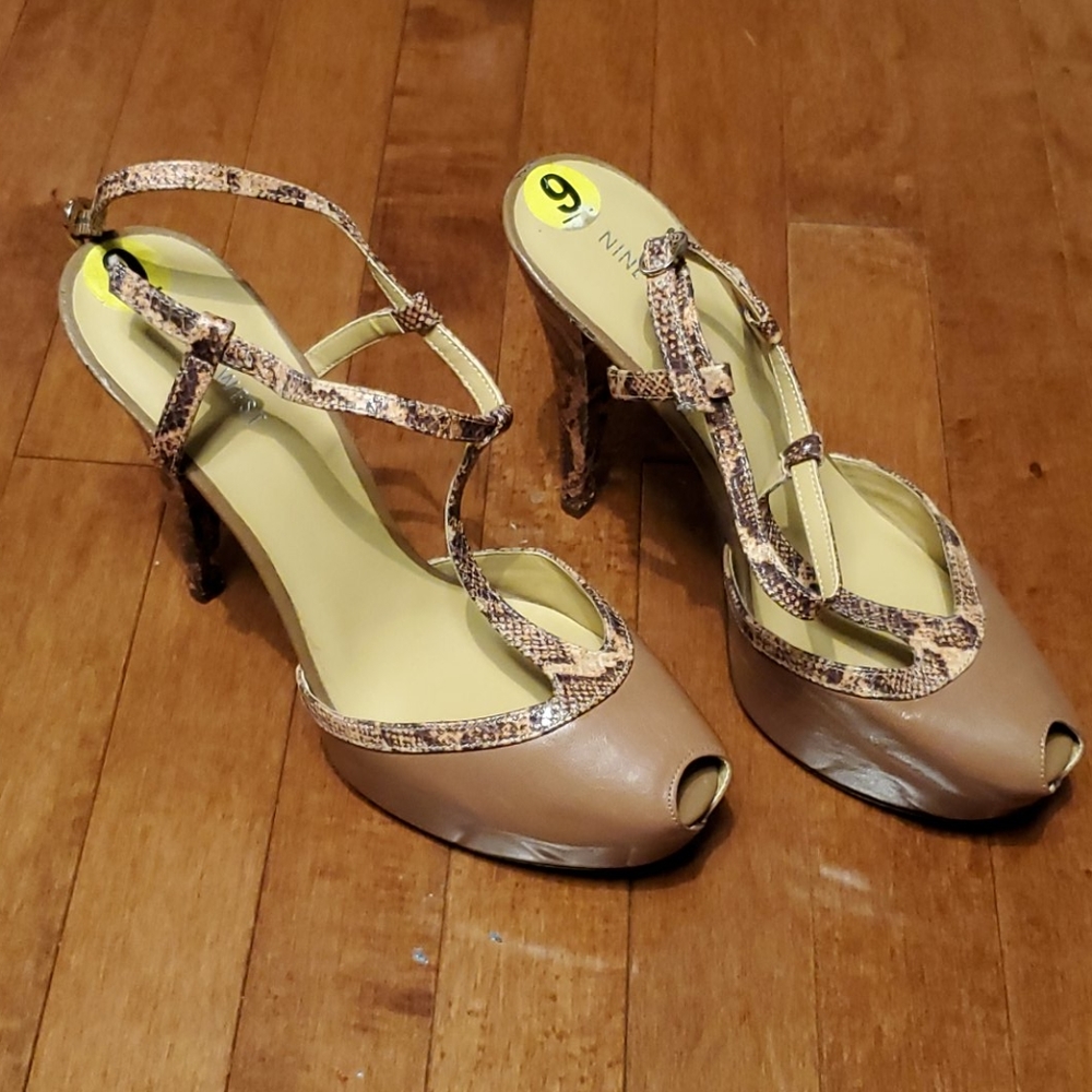 Nine West Platform Tan, Peep Toe Platform Heels